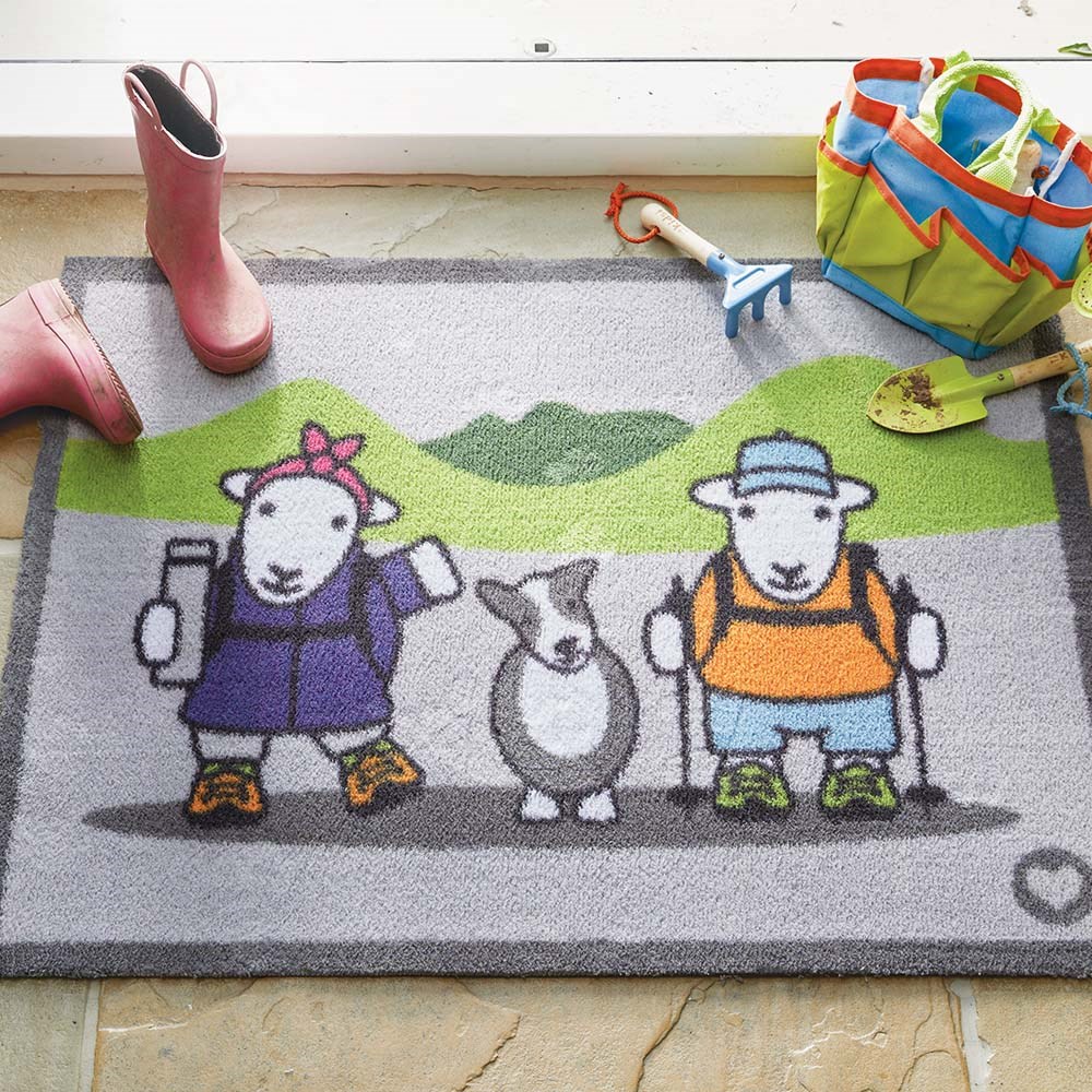 Hug Rug Herdy Hiker Washable Doormat in Grey